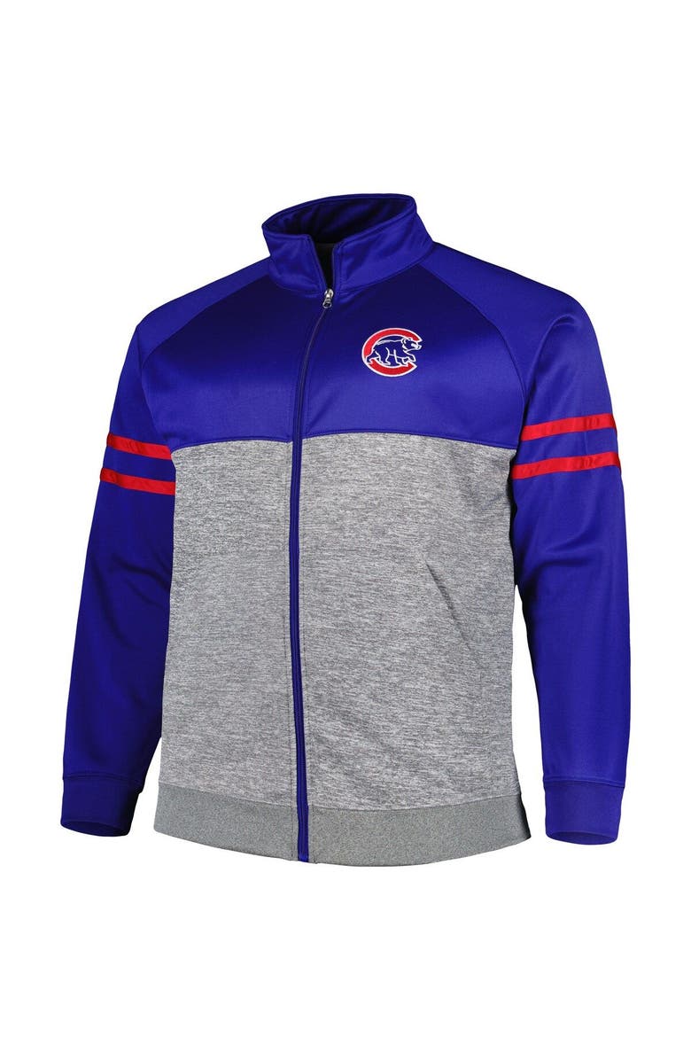 PROFILE Men's Royal/Heather Gray Chicago Cubs Big & Tall Raglan Full-Zip Track Jacket, Alternate, color, 