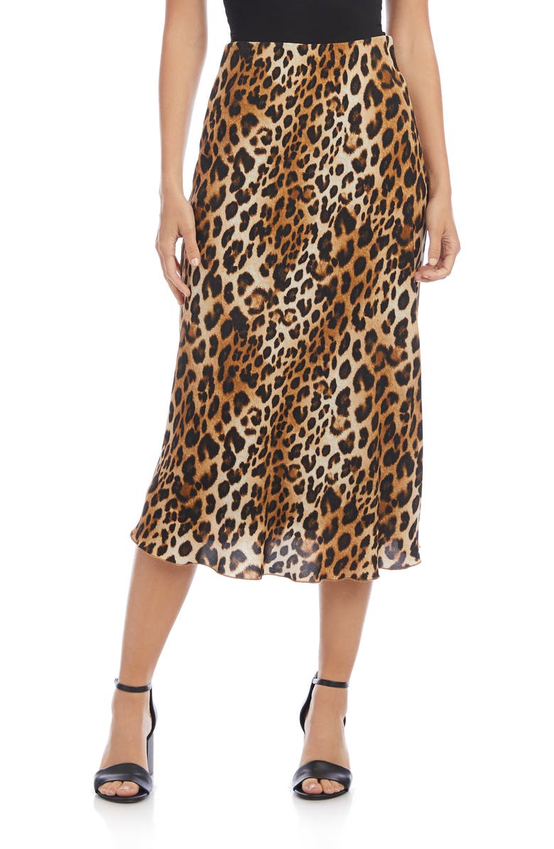 Karen Kane Leopard Print Bias Cut Skirt, Main, color,