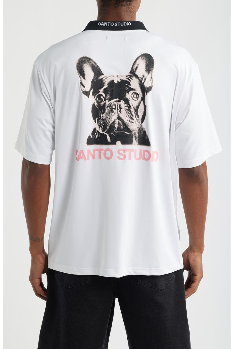 Thugs Need Hugs Oversize Polo, Alternate, color, WHITE/ PINK