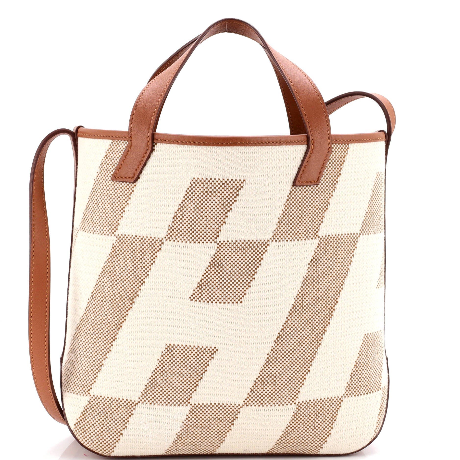 Cabas H en Biais Tote Canvas with Leather 27, Main, color, Gold