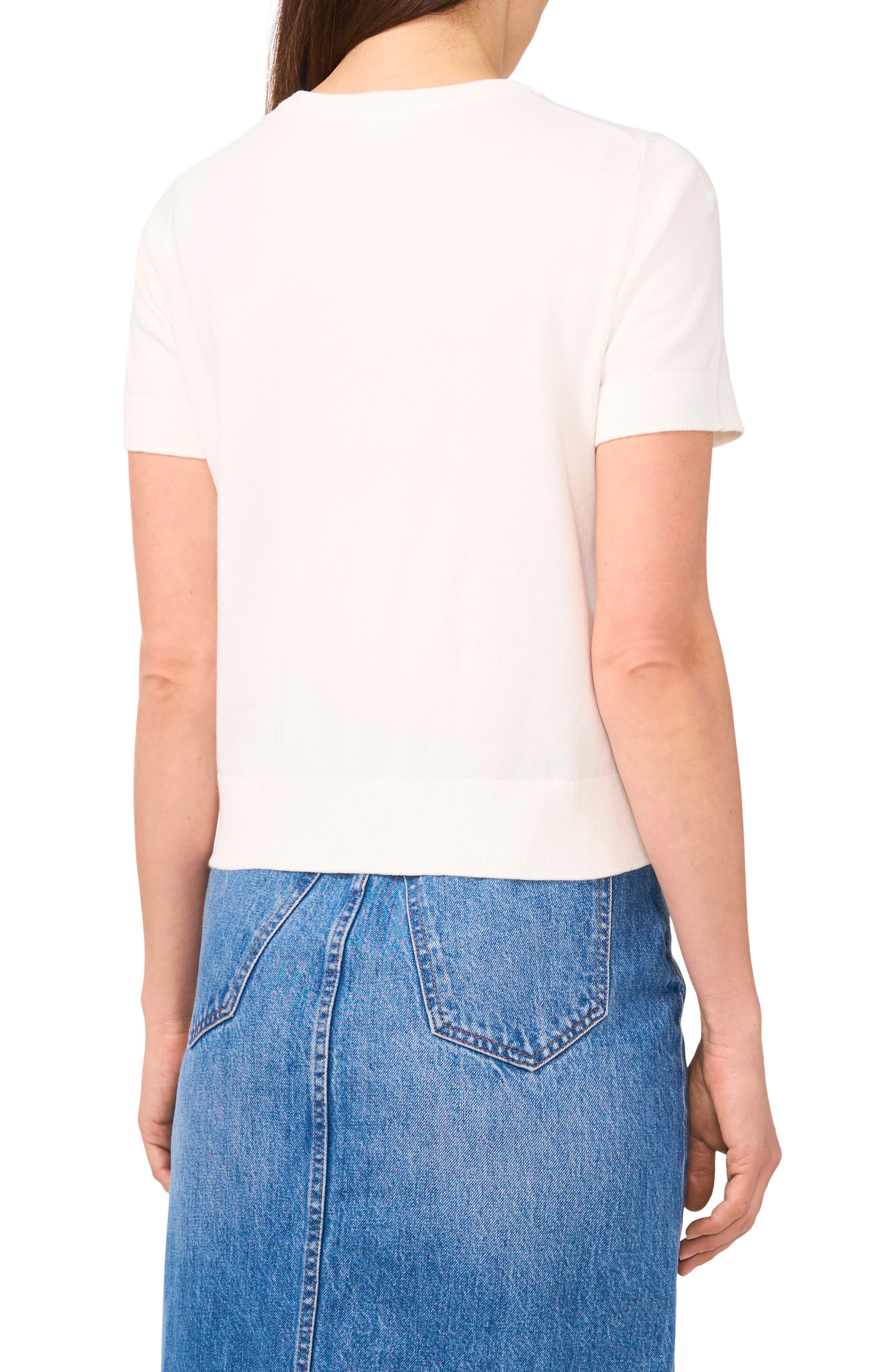 Short Sleeve Cotton Sweater Top - image 2