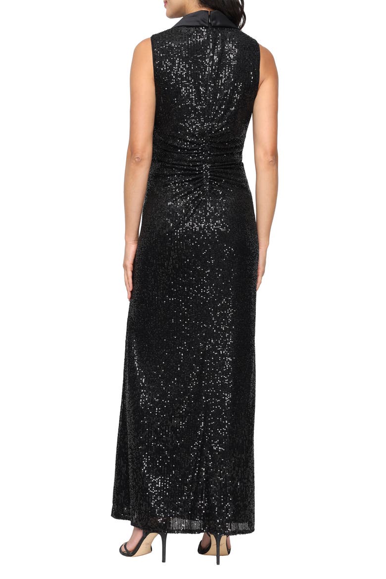 Sleeveless Sequin Embellished Evening Gown, Alternate, color, BLACK