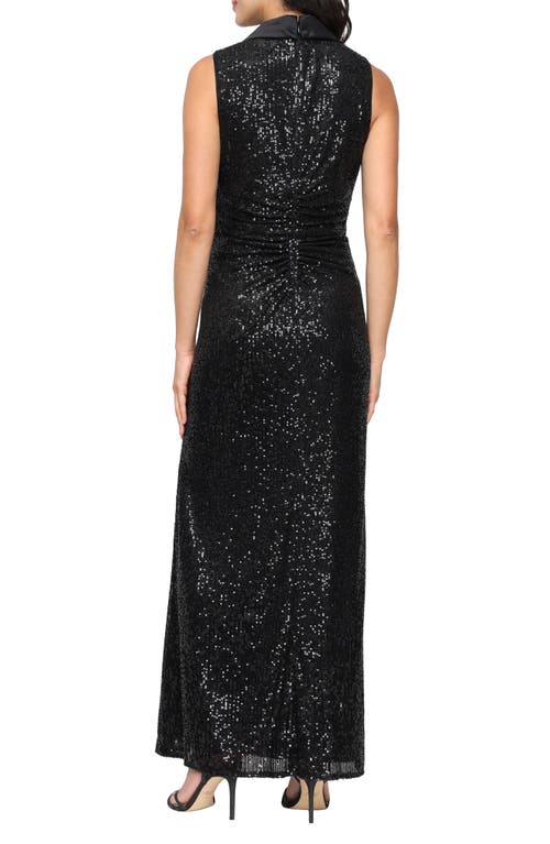 Alex Evenings Sleeveless Sequin Embellished Evening Gown In Black