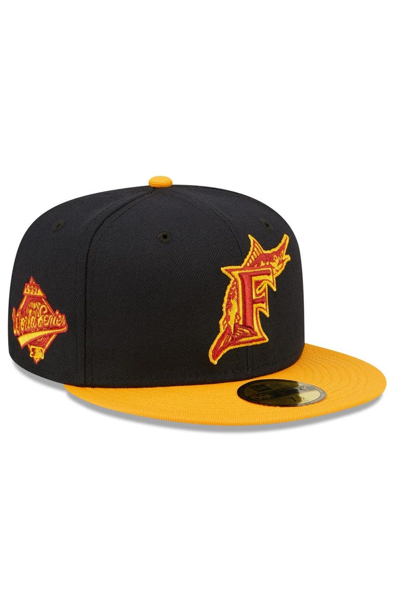 New Era Men's New Era Navy/Gold Florida Marlins Primary Logo 59FIFTY Fitted Hat, Main, color, 