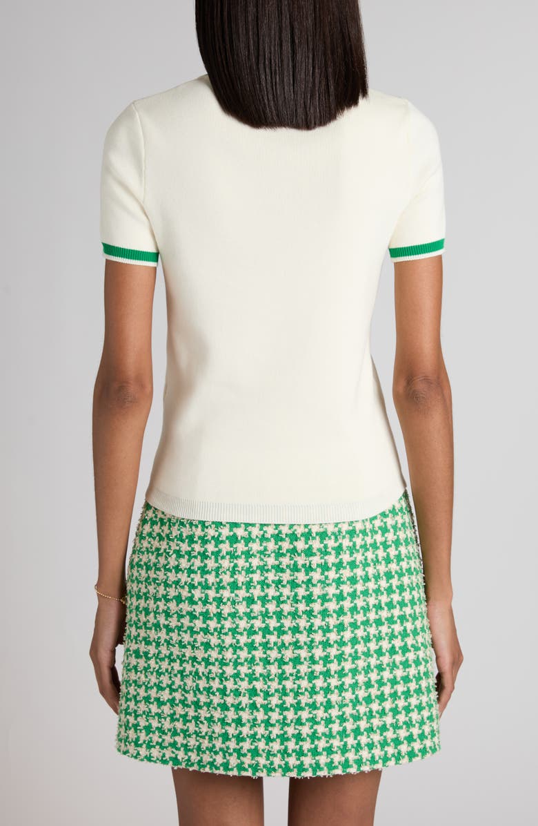 Valentino V Logo Quarter Zip Polo Sweater, Alternate, color, Ivory/ Green