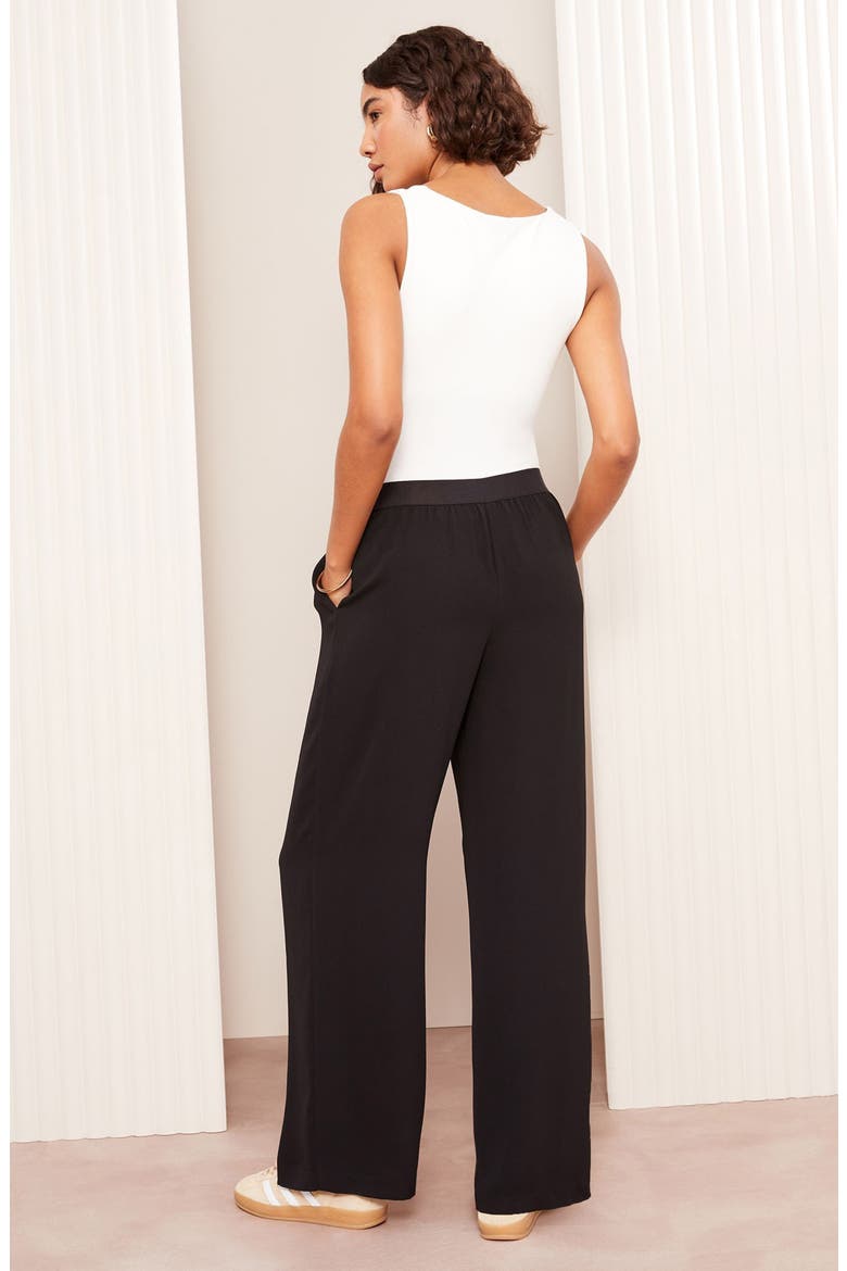 Wide Leg Pull-On Pants, Alternate, color, BLACK