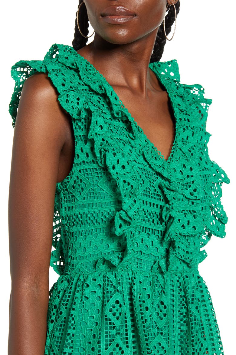 Sleeveless Tiered Midi Dress, Alternate, color, GREEN