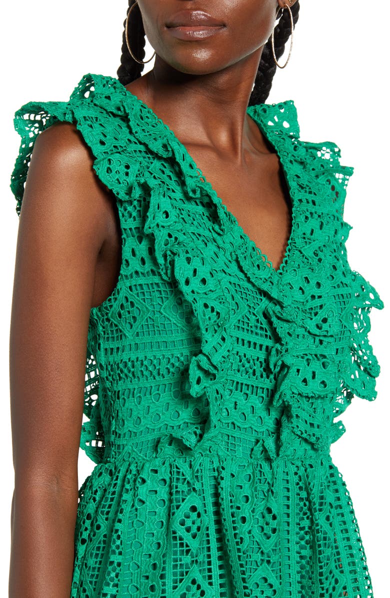 Endless Rose Sleeveless Tiered Midi Dress, Alternate, color, Green