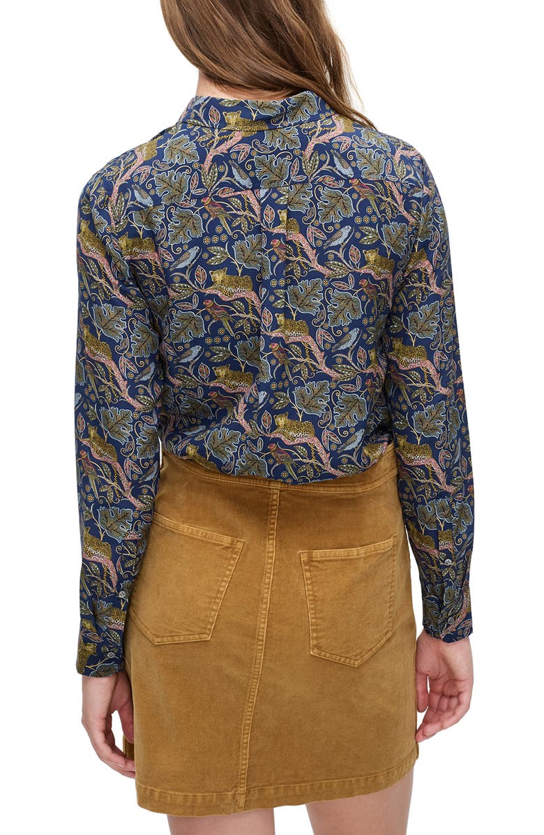 J.Crew Botanical Cheetah Print Button-Up Silk Shirt, Alternate, color, 