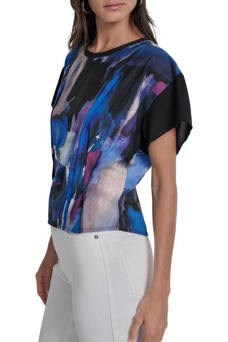 Chiffon Sleeve Knit Top, Alternate, color, BLUE BRUSH