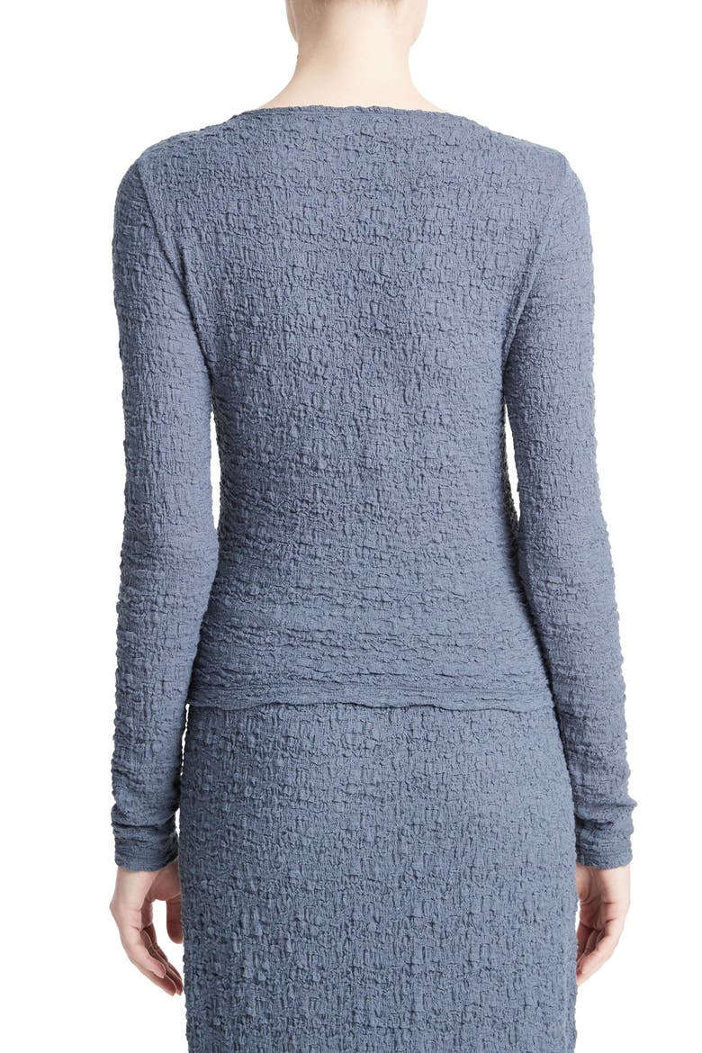 Textured Jacquard Button-Up Top, Alternate, color, DARK SEA STEEL