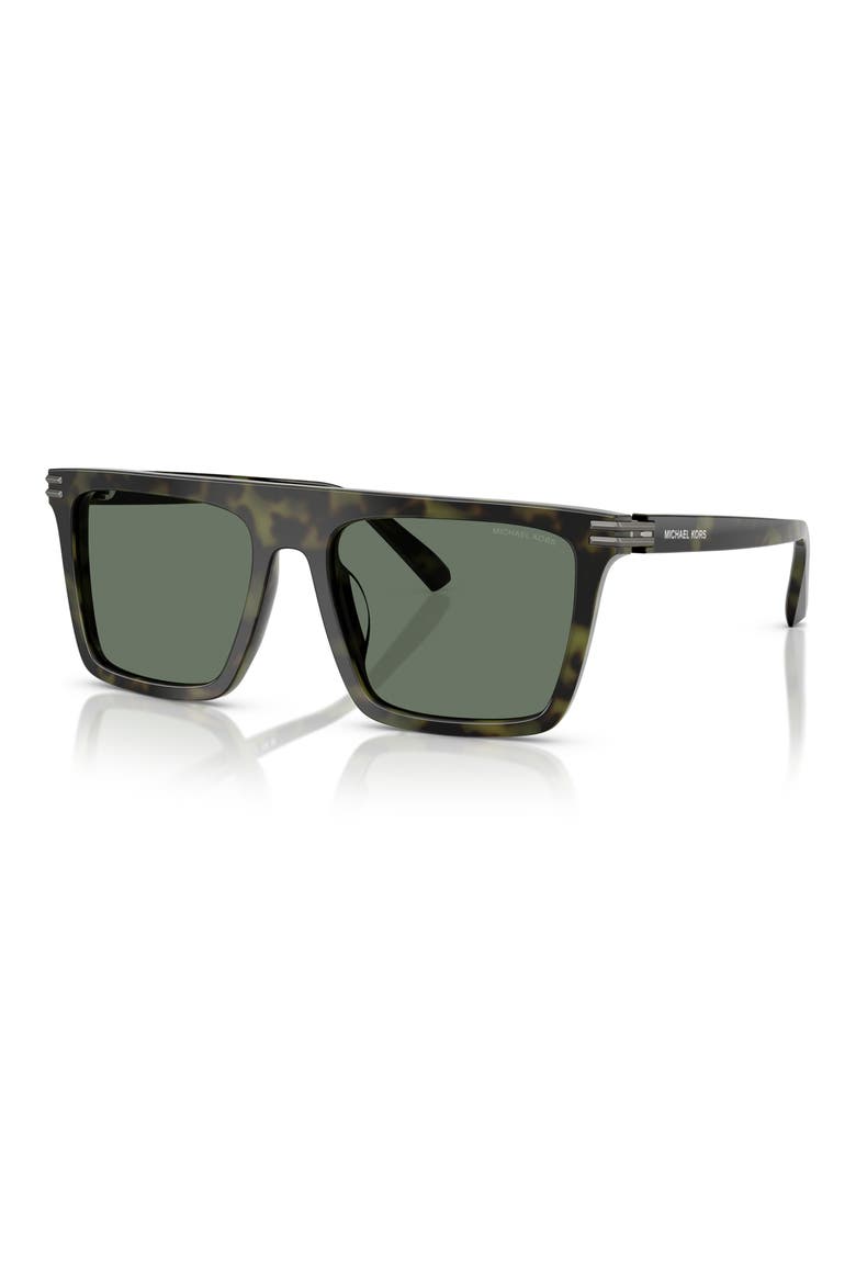 Edgewater 55mm Flat Top Square Sunglasses, Alternate, color, OLIVE TORTOISE / GREEN SOLID