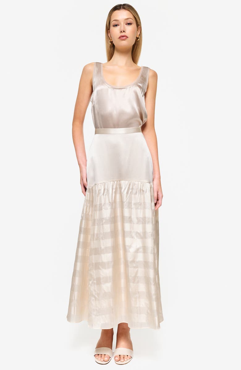 CAMI NYC Nilou Chiffon Trim Silk Tank Top, Alternate, color, 