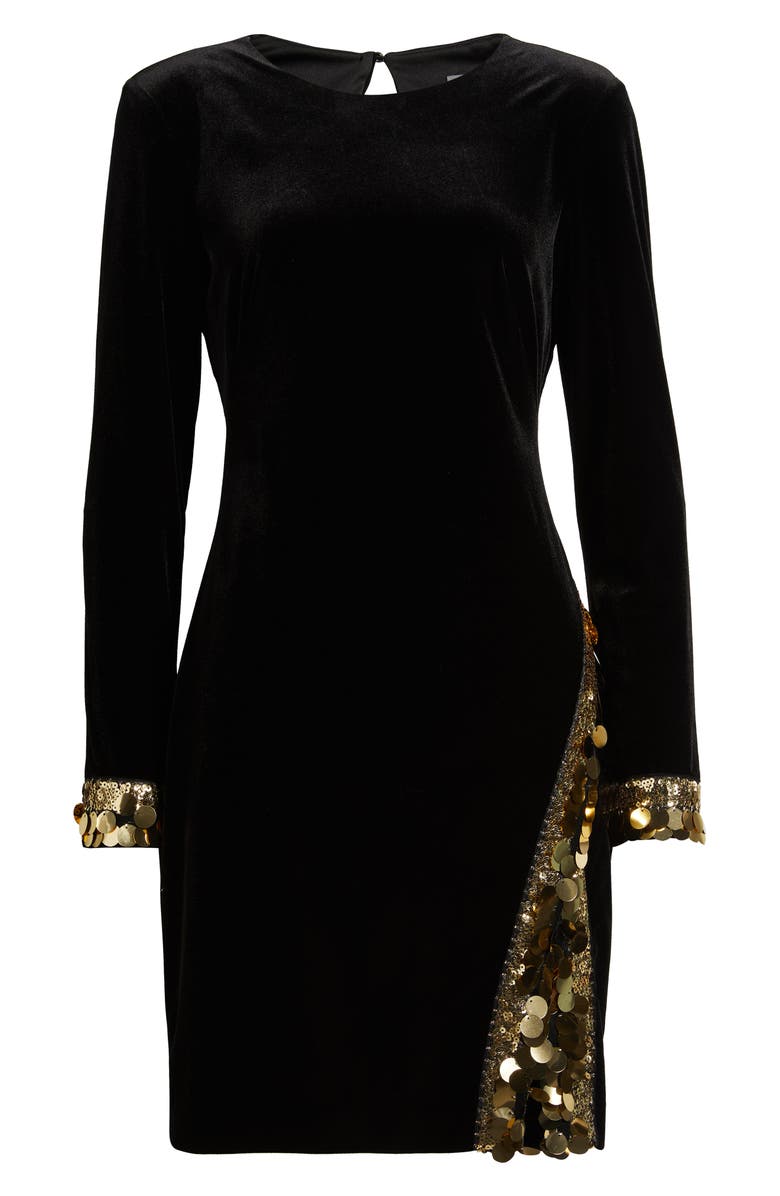 Vince Camuto Paillette Detail Long Sleeve Velvet Cocktail Dress, Alternate, color, 