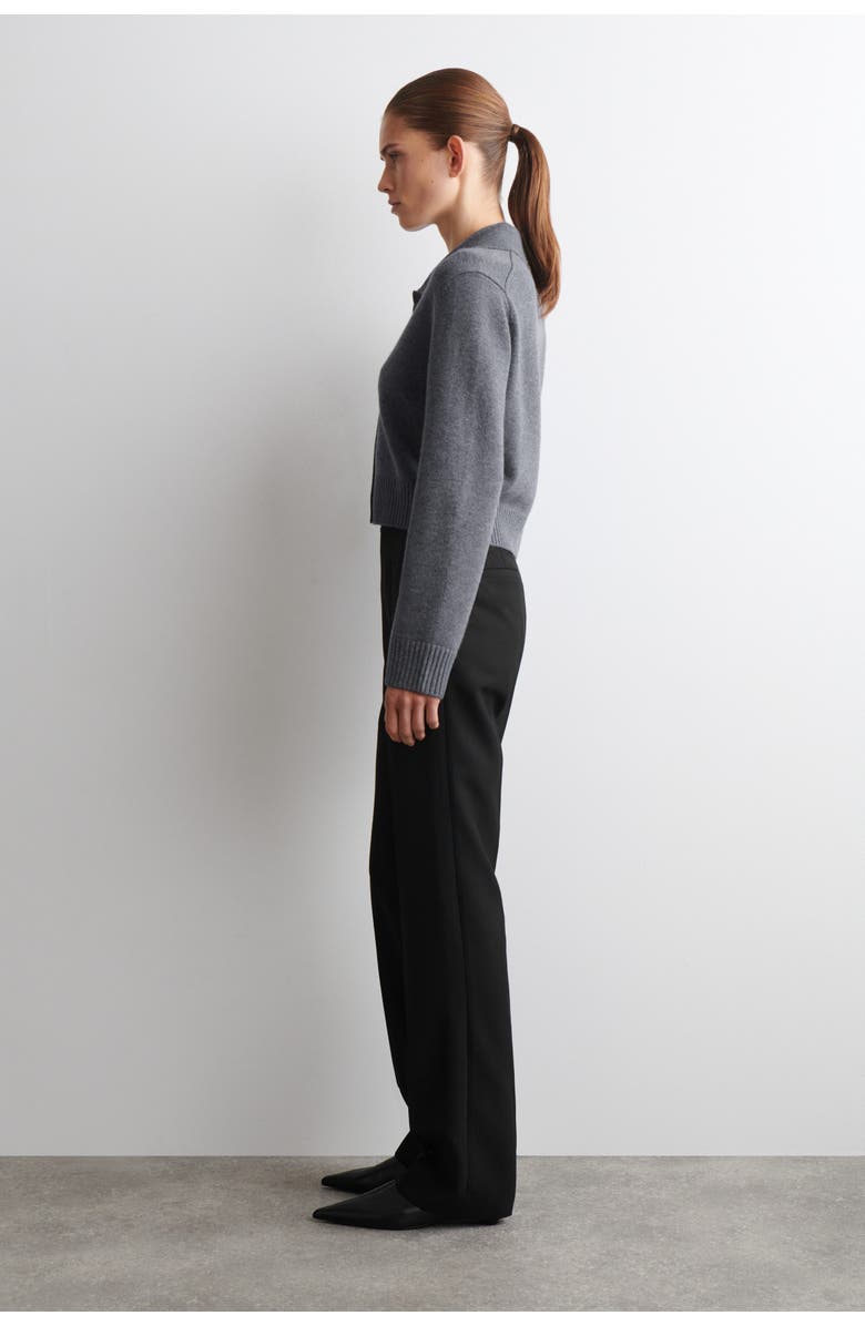 COS Collared Merino Wool Cardigan, Alternate, color, Gray Mélange