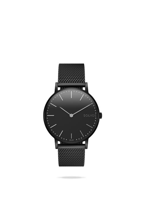 Solios Watches The Solar Classic | Black Dial In Mat Black Mesh Metal