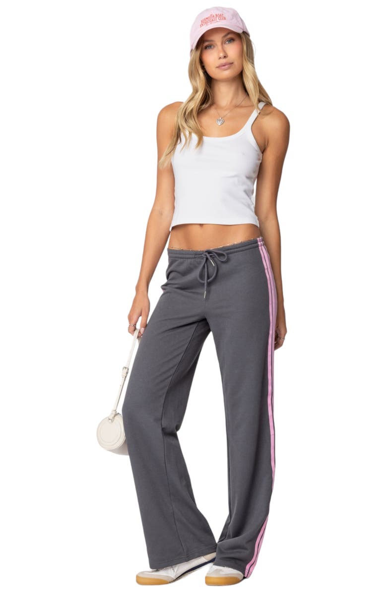 EDIKTED Averie Stripe Sweatpants, Alternate, color, Gray