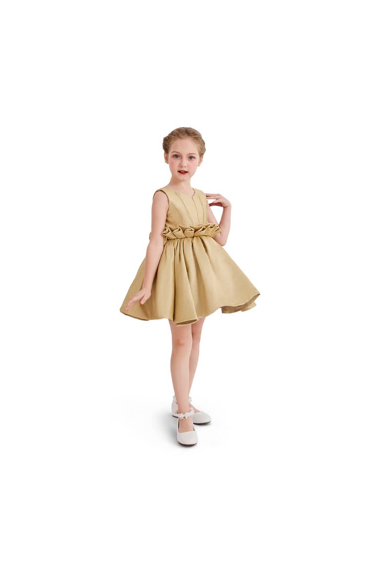 Harmony Ruffle Waist Formal Dress, Alternate, color, Gold