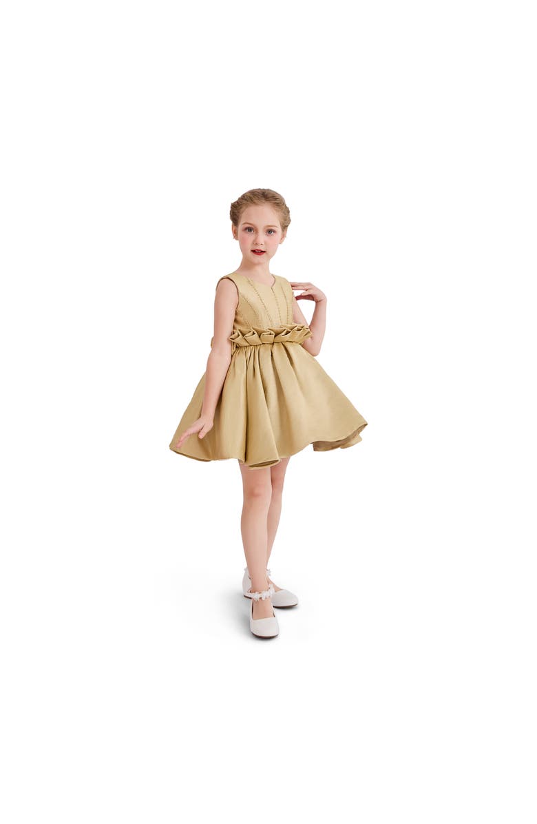 Tulleen Harmony Ruffle Waist Formal Dress, Alternate, color, Gold