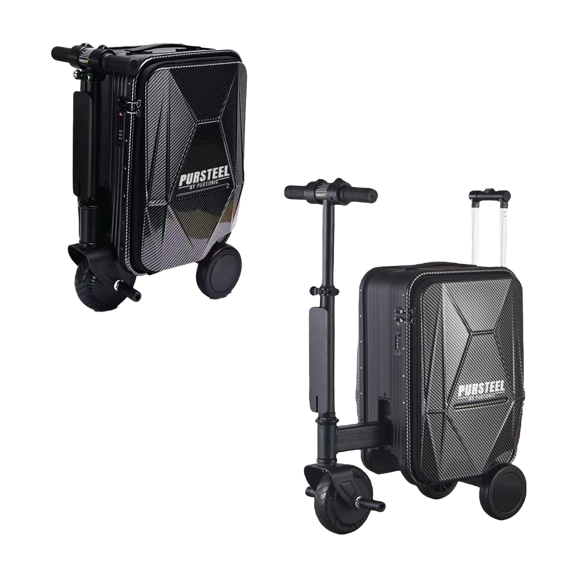 PURSONIC Smart Rideable Motorized Suitcase Electric Luggage Scooter For Travel, Main, color, Black