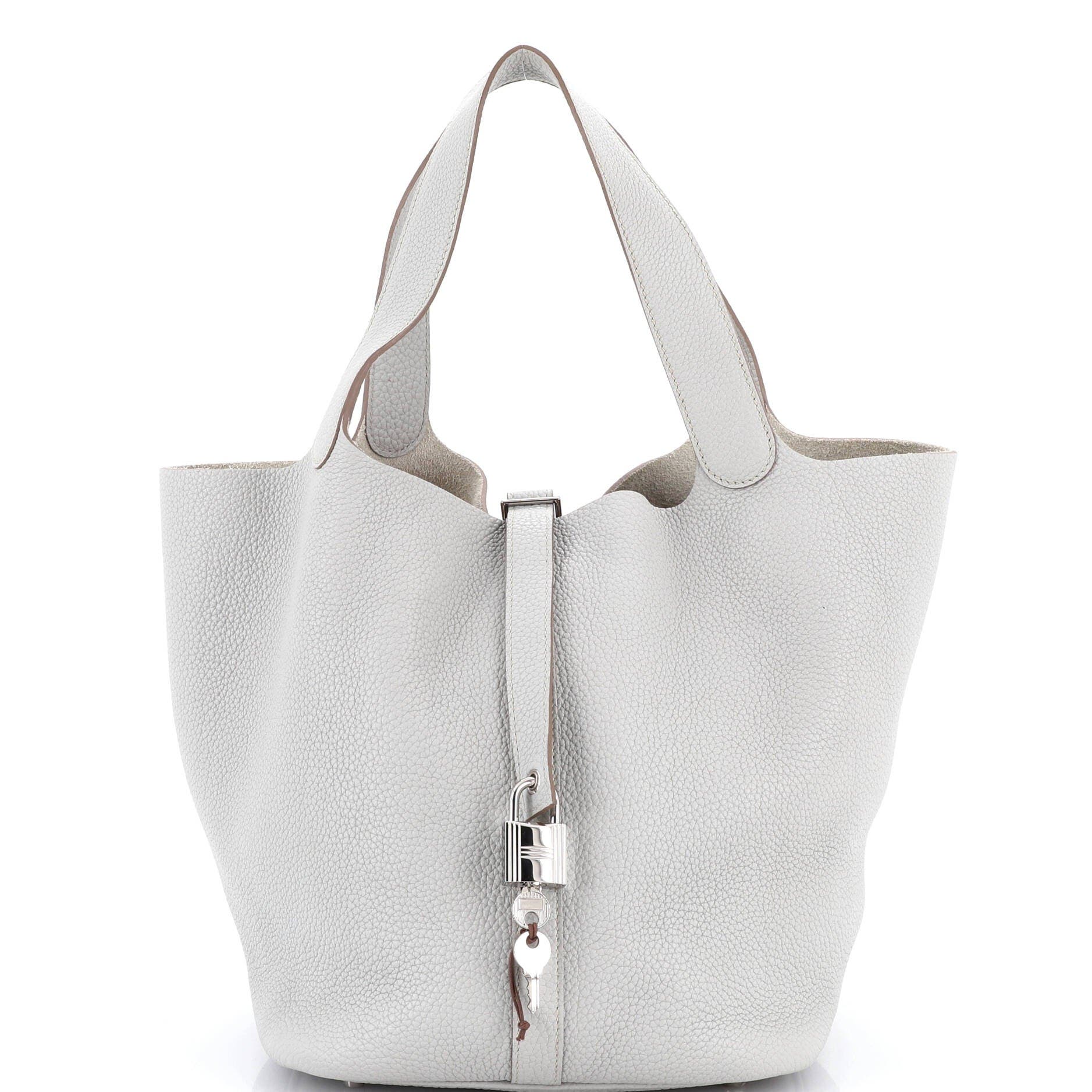 Pre-Owned Hermes Picotin Lock Bag Clemence GM, Main, color, Gris Perle