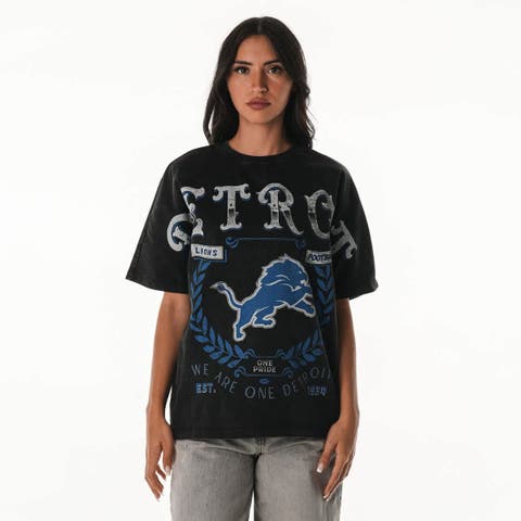 Women's The Wild Collective  Black Detroit Lions Oversized Laurel Graphic Dolman T-Shirt