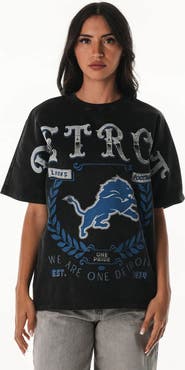 THE WILD COLLECTIVE Women's The Wild Collective Black Detroit Lions Oversized Laurel Graphic Dolman T-Shirt