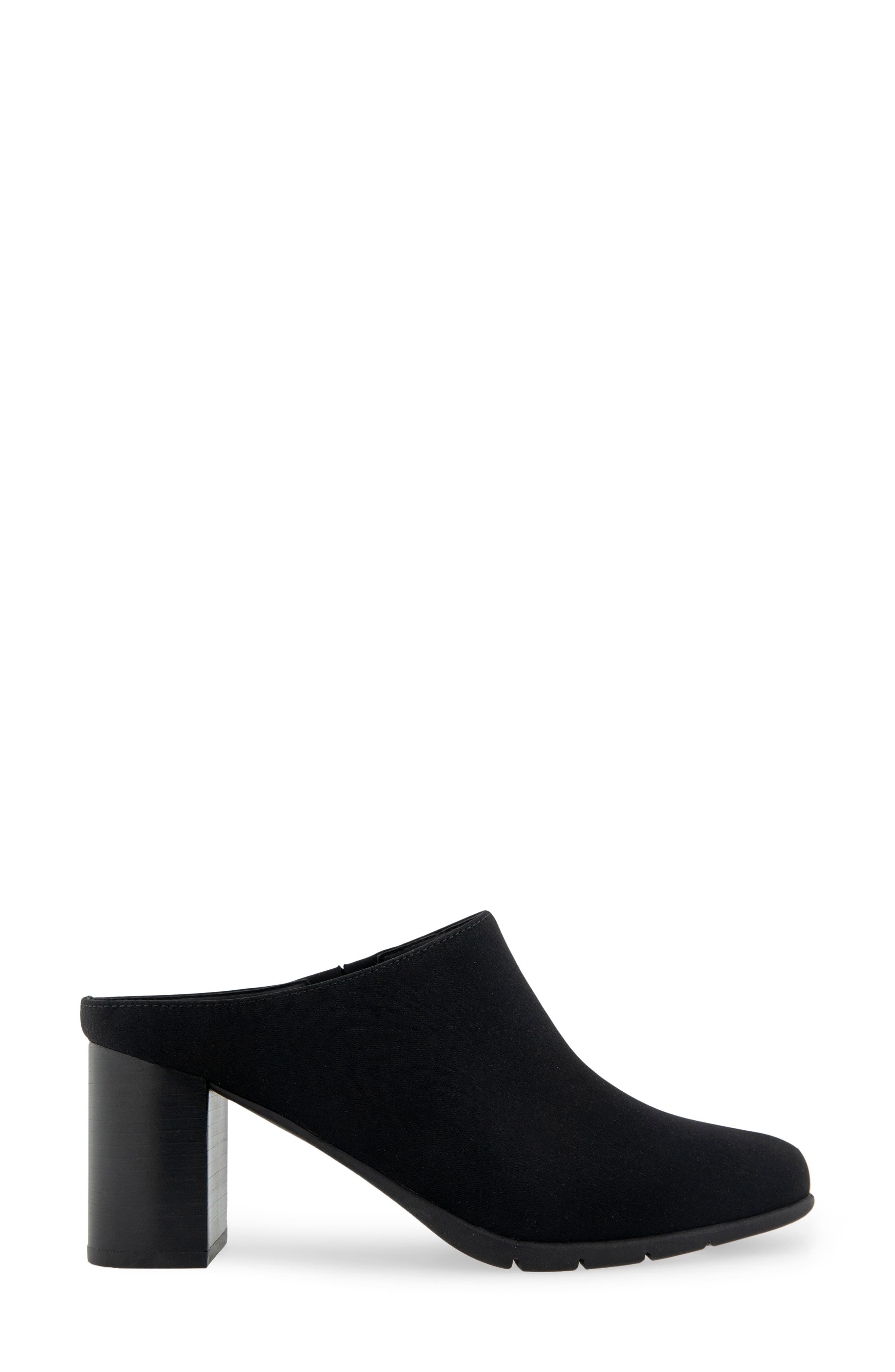 Maddy Square Toe Mule, Alternate, color, BLACK STRETCH GABARDINE FABRIC