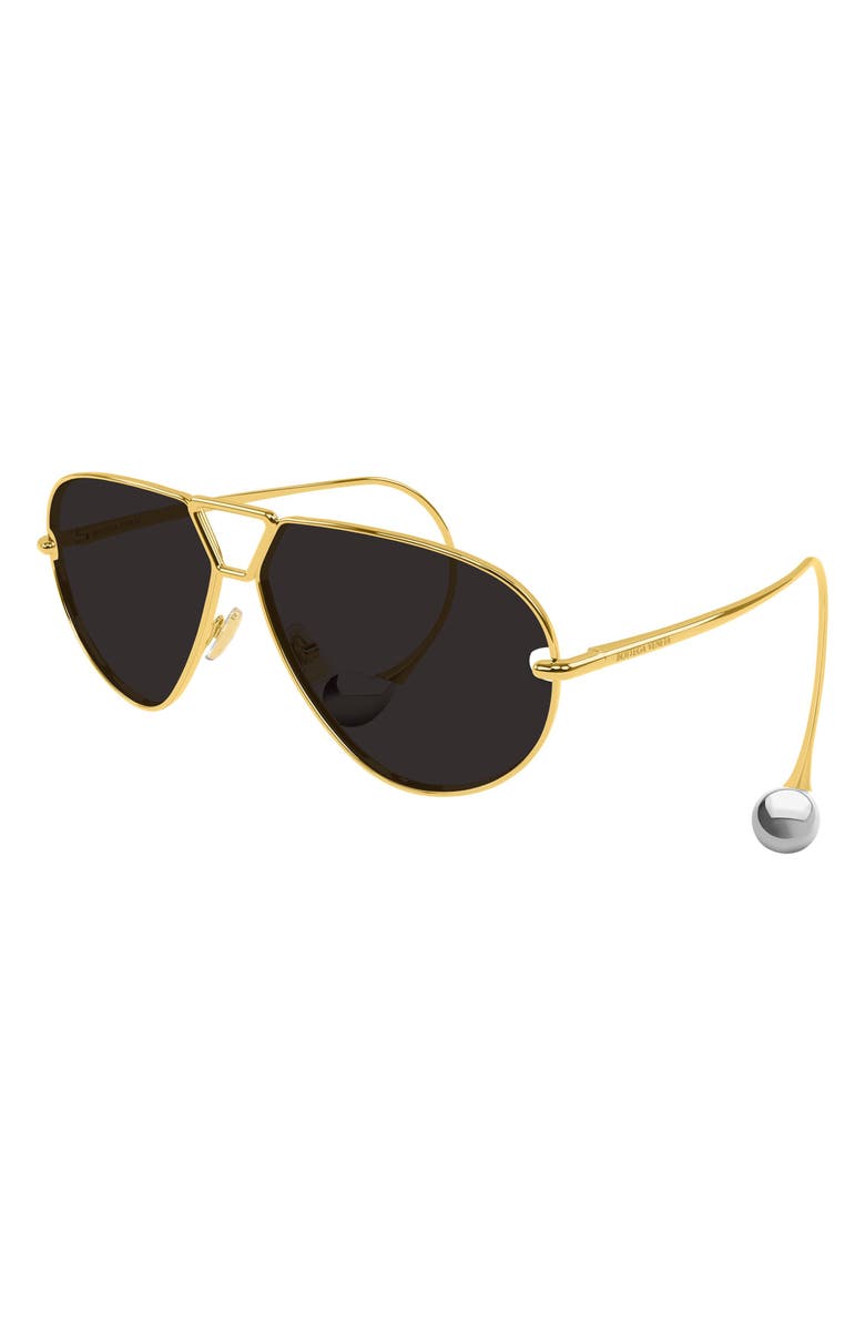 Bottega Veneta 64mm Aviator Sunglasses, Alternate, color, Gold