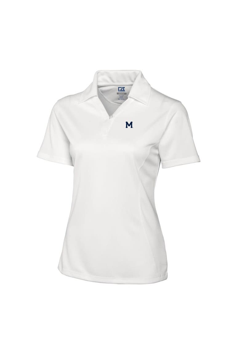 Women's Cutter & Buck White Michigan Wolverines CB DryTec Genre Textured Solid Polo, Alternate, color, White