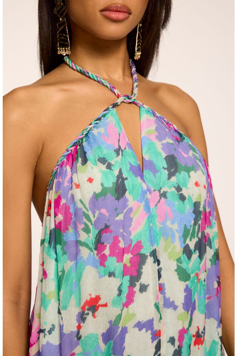Harley Floral Print Silk Halter Dress, Alternate, color, CAPRI GARDEN