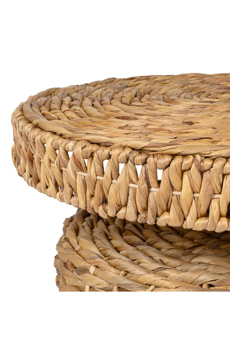 JONATHAN Y Marisol 19.65" Coastal Bohemian Handwoven Water Hyacinth Round Accent Side Table, Alternate, color, Natural
