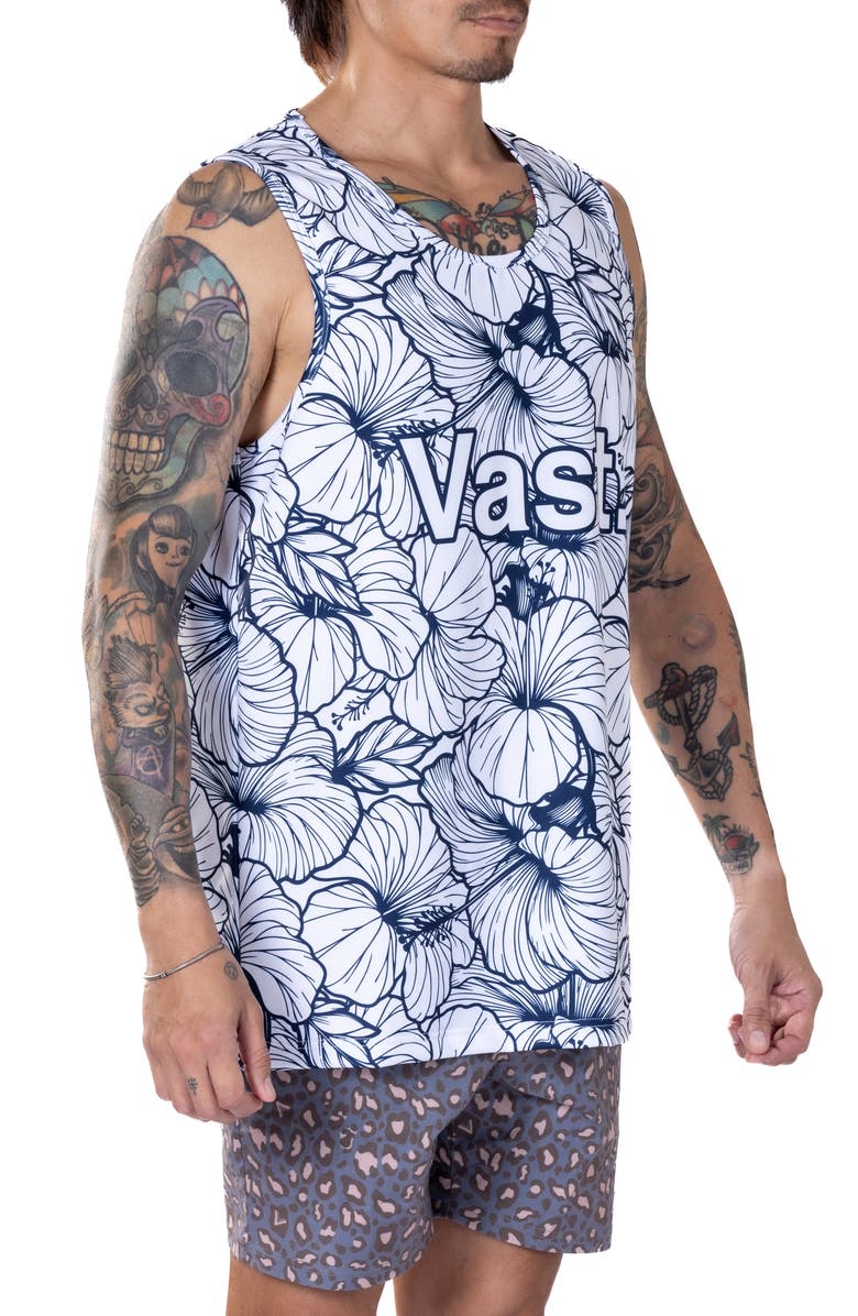 VAST Local Leaves Aqua Terra Performance Tank, Alternate, color, Navy