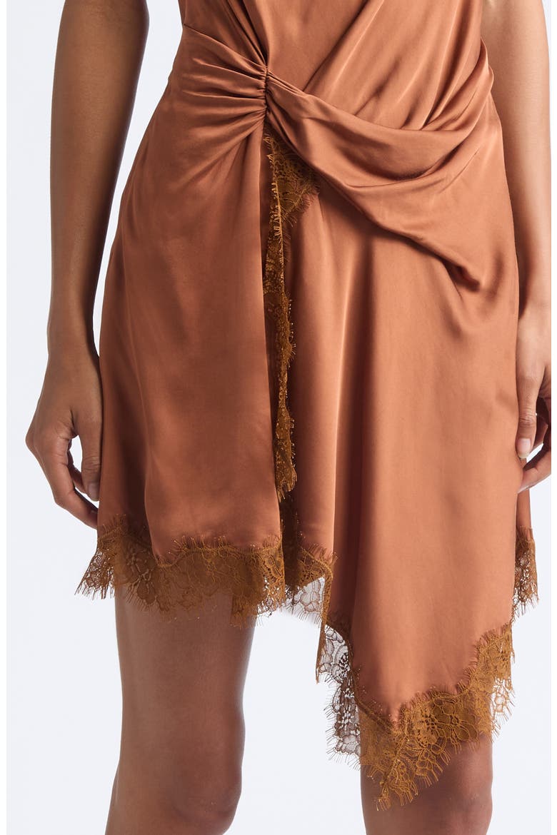 Dion Lace-Trimmed Satin Sleeveless Dress, Alternate, color, LIGHT CHESTNUT/ LIGHT CHESTNUT