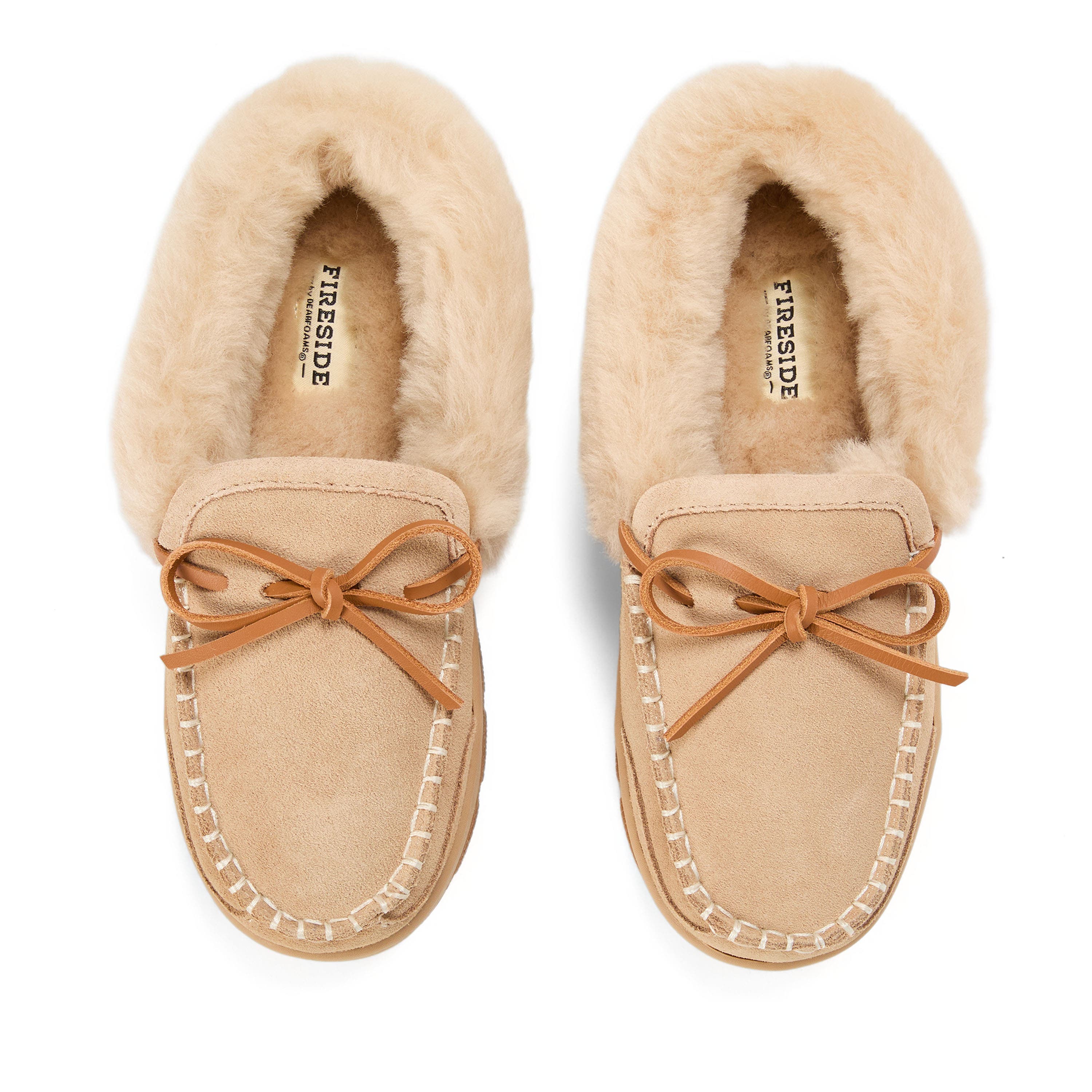 Fireside Gladstone Genuine Shearling Moccasin with Stitching, Alternate, color, SAND