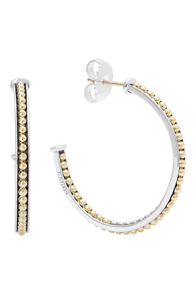 'Enso' Caviar Hoop Earrings, Main, color, SILVER/ GOLD