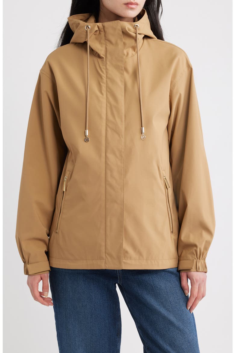 Water Resistant Hooded Jacket, Alternate, color, DARK CAMEL