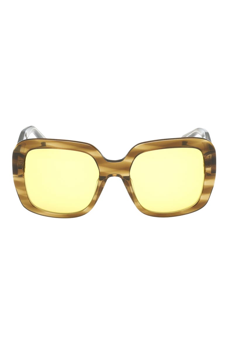 55mm Square Sunglasses, Main, color, BROWN HORN / BROWN