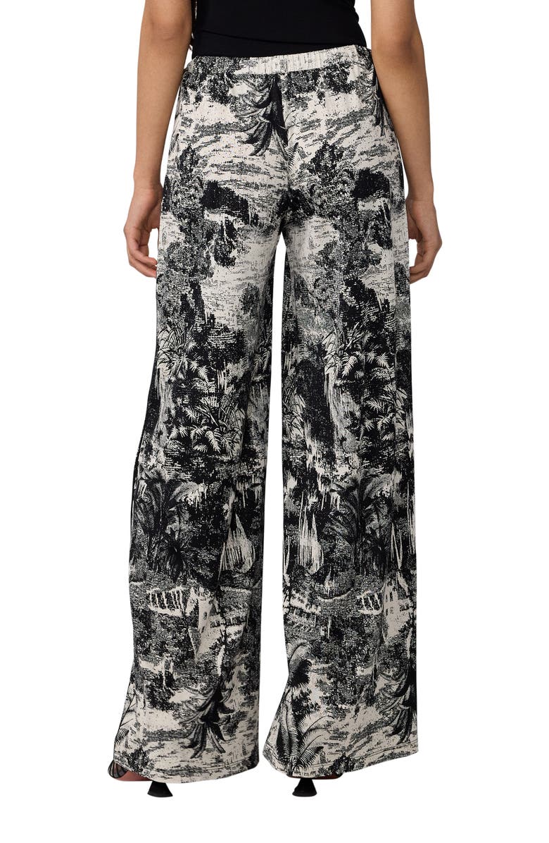 Diane von Furstenberg Malia Toile Print Wide Leg Jersey Pants, Alternate, color, Paysage Black
