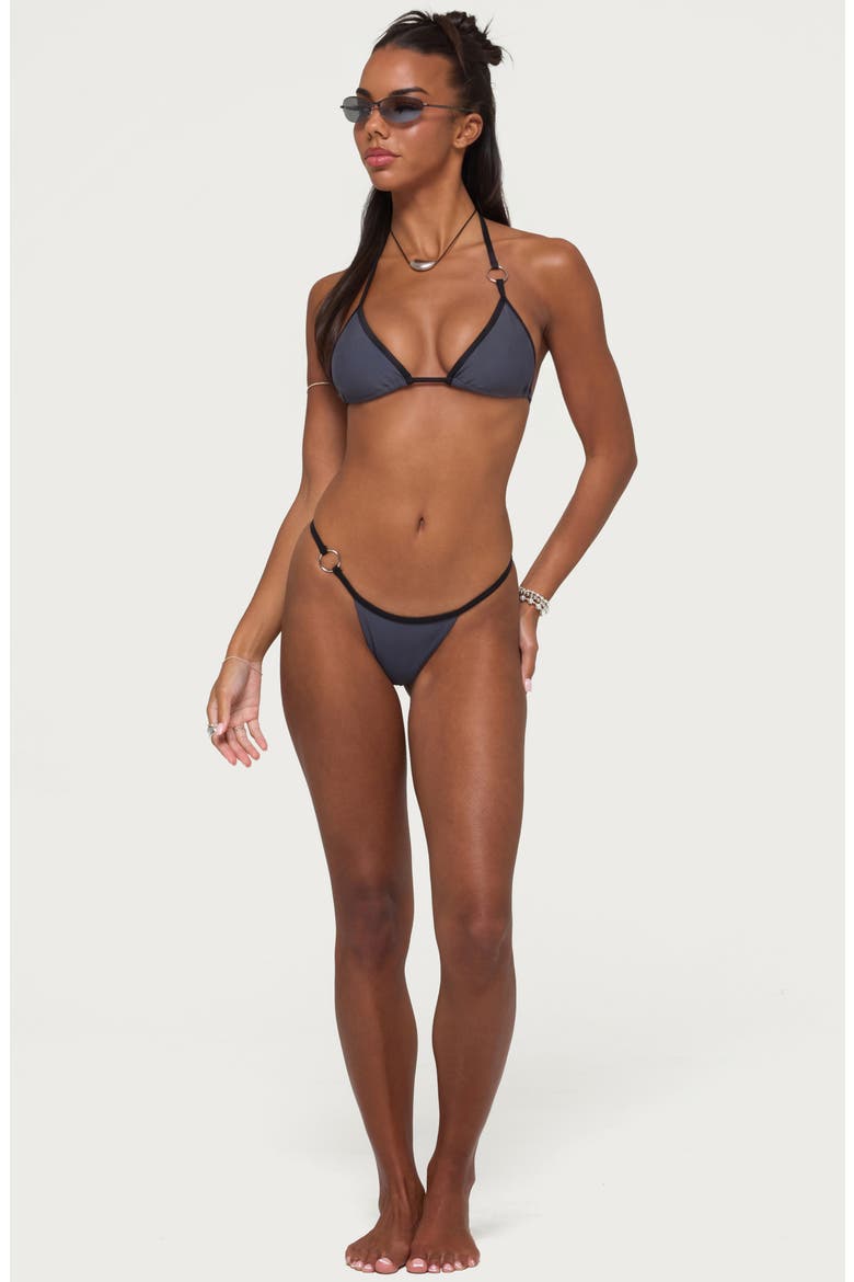 Kenni Metal O-Ring Bikini Bottoms, Alternate, color, GRAY