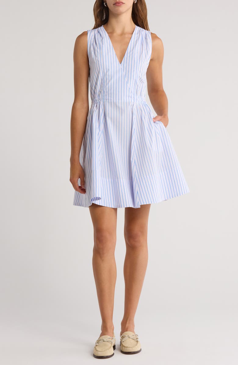 Derek Lam 10 Crosby Tia Sleeveless Cotton Dress, Main, color, Blue Multi