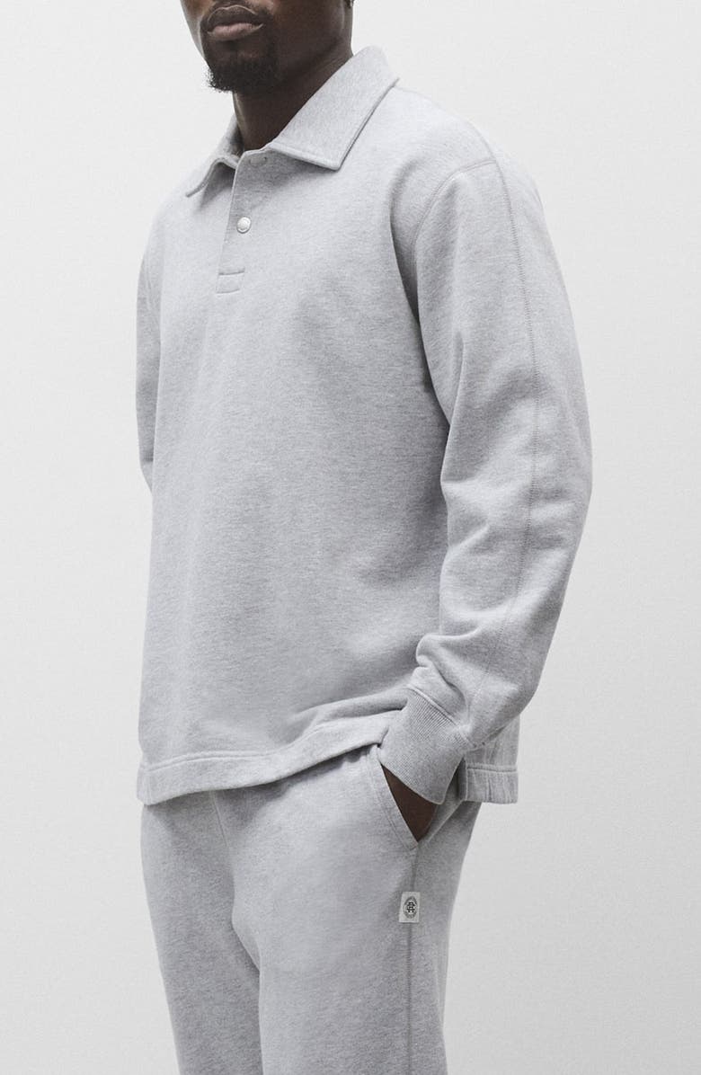 Reigning Champ Midweight Terry Rugby Sweatshirt, Alternate, color, Heather Grey