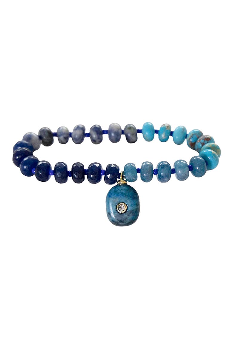 Beaded Charm Stretch Bracelet, Main, color, BLUE