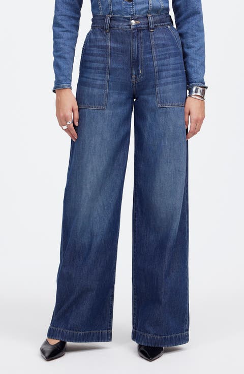 Airy Superwide Leg Utility Jeans (Lindewood)