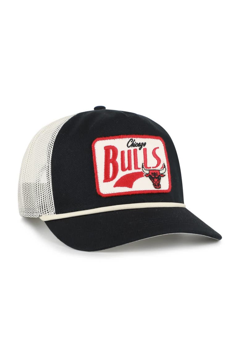 Men's '47 Black Chicago Bulls Emmett Heavy Twill Trucker Hitch Adjustable Hat, Alternate, color, Black