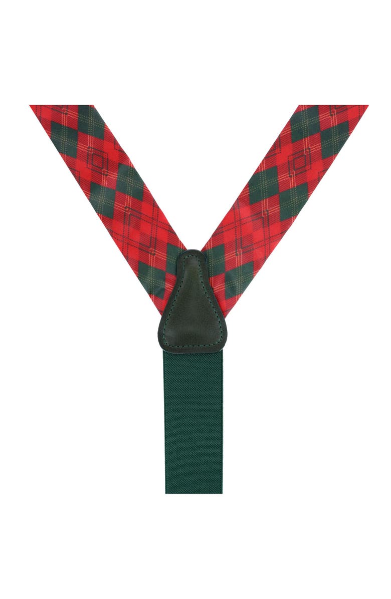 Trafalgar Yule Tartan Diamond Plaid Silk Button End Suspenders, Alternate, color,