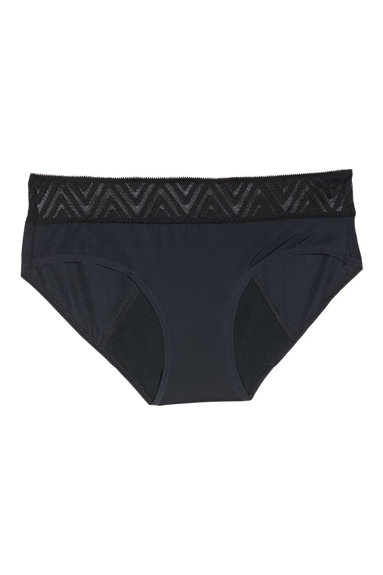 Hiphugger Period Moderate Absorbency Underwear, Alternate, color, BLACK