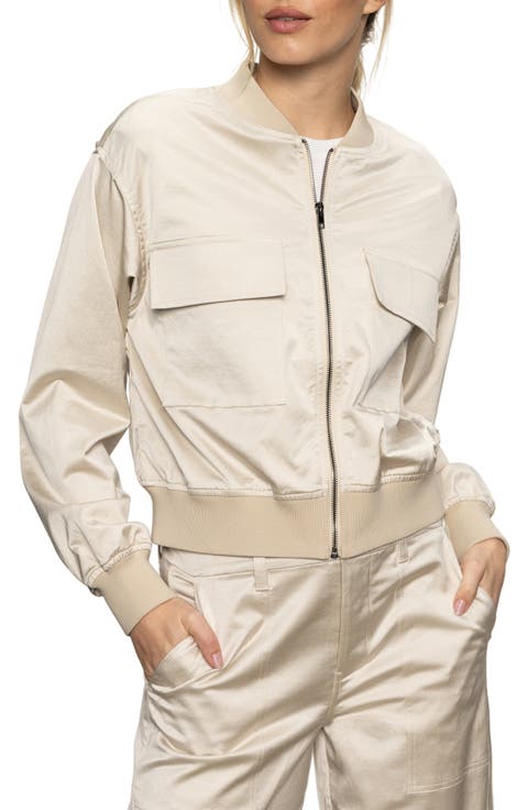 Skyline Cotton Blend Sateen Bomber Jacket