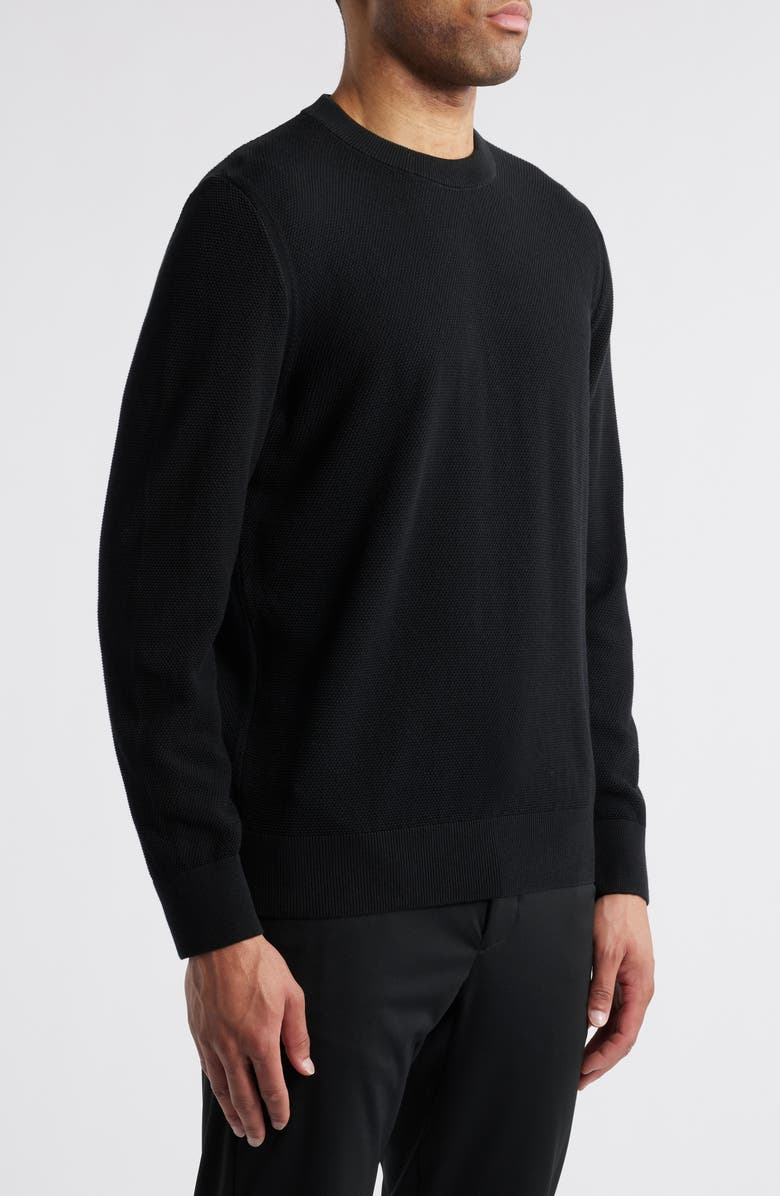 BOSS Ecaio Cotton Piqué Crewneck Sweater, Alternate, color, Black