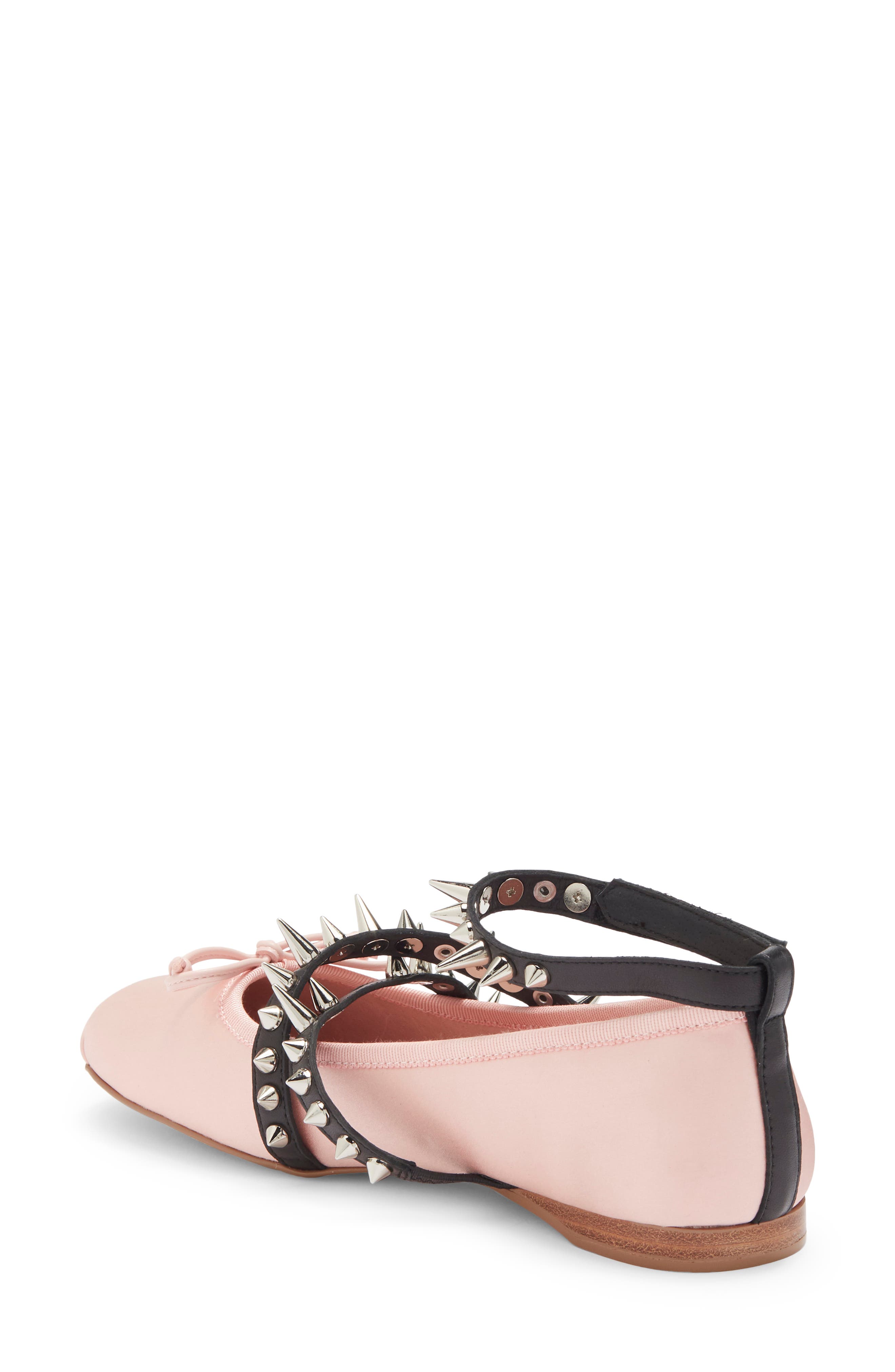 Choreo Ankle Strap Ballet Flat, Alternate, color, PINK SATIN BLACK SILVER